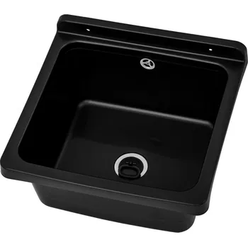 Umyvadlo Gamma Riva, univerzální plastová výlevka 40x38x22, 8 cm + sifon, 1-komorová, černá, GMA-KGR40-BK