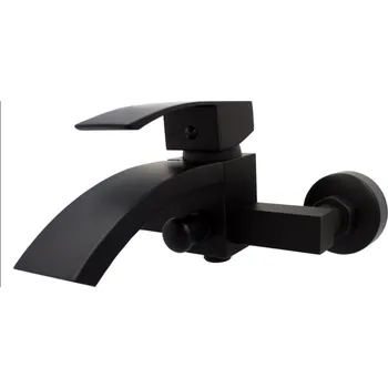 Vodovodní baterie Gamma Kaskada, nástěnná vanová baterie, černá matná, GMA-BKAW-BK