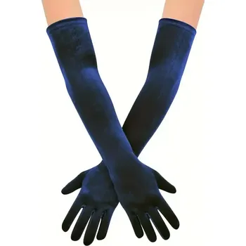 Dámské erotické prádlo IGNITE Dámské sametové rukavice modrá + Doprava zdarma