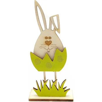 Velikonoční dekorace Pehucraft Dřevěný velikonoční zajíček na nožičkách zelený