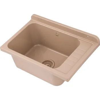 Umyvadlo Gamma Selva, univerzální plastová výlevka 58x38x26,7 cm + sifon, 1-komorová, béžová, GMA-KGS58-B