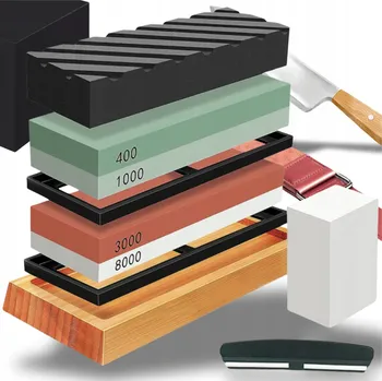 Brousek na nože korundové oboustranné s bambusovou základnou