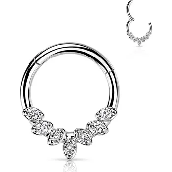 Piercing Šperky4U Segment kruh se zirkony, cartilage piercing 1,2 x 8 mm - NS0059-ST