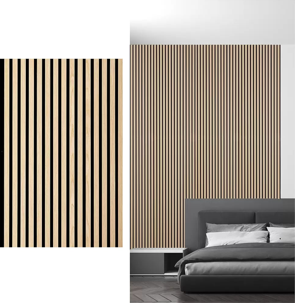 Akustický obkladový panel dub světlý, MDF, dřevo, plsť, 1200 × 560 × 18 mm, dub světlý 106207703