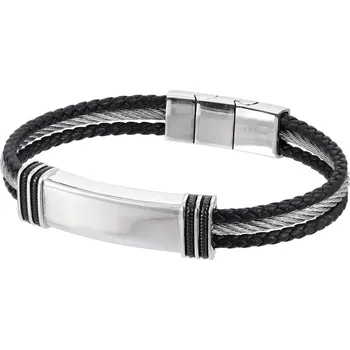 Náramek Free Style Pevný náramek z chirurgické oceli a kůže BSS978 Délka náramku: 21 cm