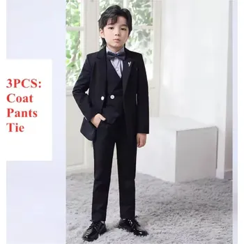 Chlapecké kalhoty Stylový chlapecký oblek - sako, kalhoty, motýlek (ve velikosti od 80 do 160) Barva: černá 2, Velikost: 150 (11-12 let)