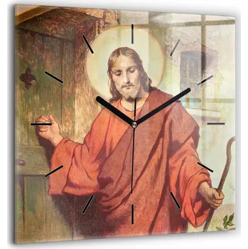 Hodiny Moderní Nástěnné Hodiny s Náboženským Motivem, Grafika Ježíš, 60x60 cm