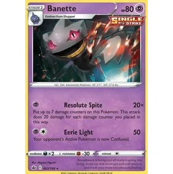 Sběratelská karetní hra Pokémon CRE 063/198 Banette - Chilling Reign Stav: Near Mint, Verze: NORMAL