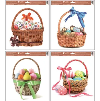 Velikonoční dekorace Anděl Přerov Okenní fólie barevné košíky s vajíčky 30 x 33,5 cm