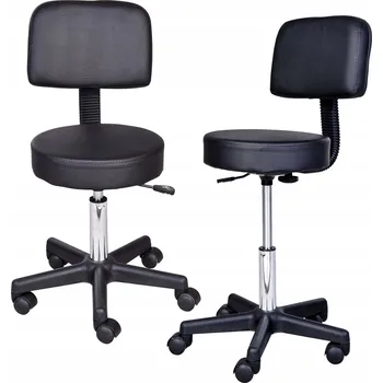 Barová židle Stołek Fryzjerski Krzesło Hoker Czarny Nastavitelný