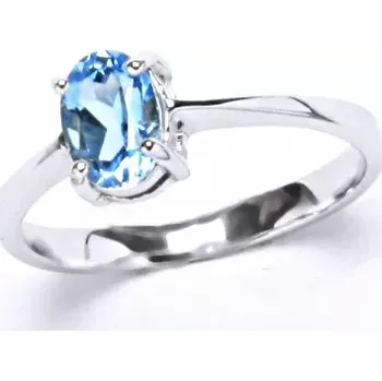 Prsten Stříbrný prsten přírodní topaz swiss - T1246 (Stříbrný prsten s topazem 7x5 mm )