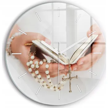 Hodiny Skleněné hodiny s motivem Tiché Klasické Nástěnné První Svaté Přijímání Růženec