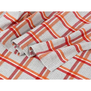 Utěrka Dreamy Linens Kuchyňská utěrka, oranžová a červená Káro Dreamy Linens