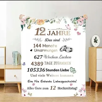 deka Plyšová deka Dárek k 12. výročí svatby (německý jazyk) 150 x 200 cm