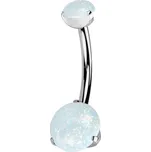 Šperky4U Piercing do pupíku - TITAN, bílý opál - TIT1145-OP17