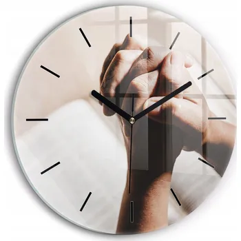 Hodiny Skleněné hodiny Sklo Tichý mechanismus Loft Nástěnný Bible a modlitba fi 30