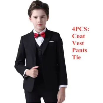 Chlapecké kalhoty Stylový chlapecký oblek - sako, kalhoty, motýlek, vesta (ve velikosti od 80 do 160) Barva: Černá, Velikost: 150 (11-12 let)