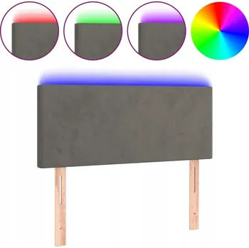 Čelo postele LED sametové 100x78/88 cm, šedé