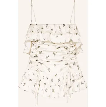 Ganni Dámský Saténový Top S Volány, 135 egret, 40