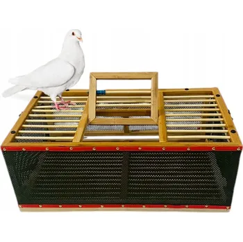 přepravka pro zvíře PŘEPRAVNÍ SKLÁDACÍ KOŠ PRO HOLUBY A PTÁKY 80 X 42 X 23 CM DŘEVO-SÍŤ