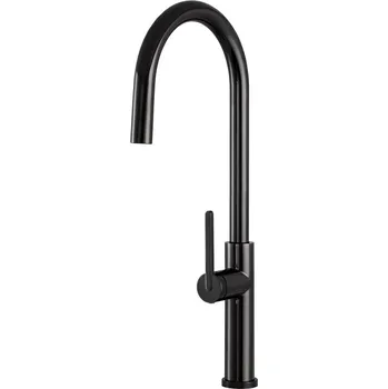 Vodovodní baterie Gamma Slender, vysoká dřezová baterie s výsuvným výtokem, h-540, černá lesklá, GMA-BS-SBK