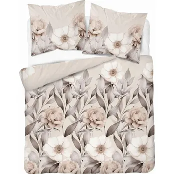 Povlečení POVLEČENÍ BAVLNĚNÝ SATÉN 220X200 NA BÍLÉM POZADÍ KVĚTY 5220A