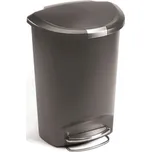 Půlkulatý pedálový koš 50 l, šedý plast, šedá