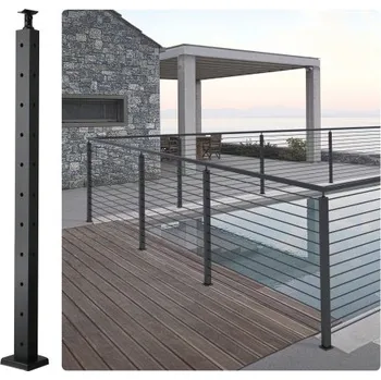 Zábradlí Sloupek zábradlí VEVOR pro kabely, ocelový rohový sloupek zábradlí ve tvaru L s otvorem 91 cm x 2 cm, 10 předvrtaných otvorů, sloupek zábradlí z nerezové oceli SUS304 s horizontálním a zakřiveným držákem, 1JZLGZHS9142UYBR4V0