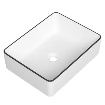 Gamma Cava, umyvadlo na desku 480x370x140 mm, bílá s černým okrajem, GMA-UC-CAVA