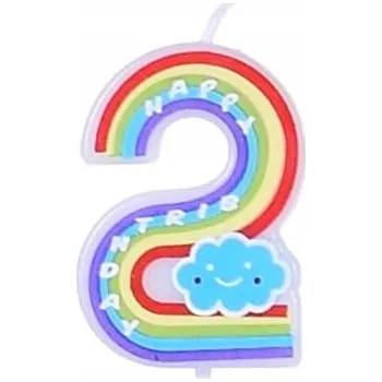 Dortová svíčka Duhová svíčka na narozeninový na dort číslice "2"