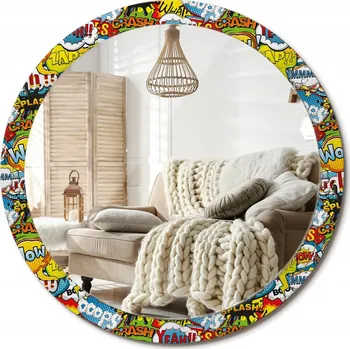 Zrcadlo Dekorativní závěsné zrcadlo s potiskem, komiksový vzor XXL, průměr 100 cm