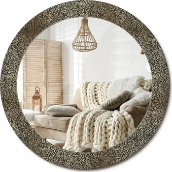 Zrcadlo Zrcadlo nástěnné s ozdobným skleněným rámem fi 70 cm Květinový ornament