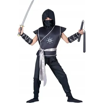 Karnevalový kostým KOSTÝM NINJA ČERNÝ BOJOVNÍK JAPONSKÝ JAPONSKO VELIKOST 128