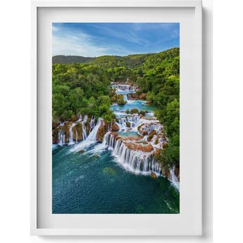 Obraz Nástěnný obraz v rámu s grafikou Vodopády a řeka Krka Chorvatsko 50x70 cm
