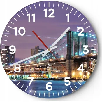 Hodiny Kuchyňské nástěnné hodiny 30x30 Město Moderní skleněné hodiny do obýváku Tiché