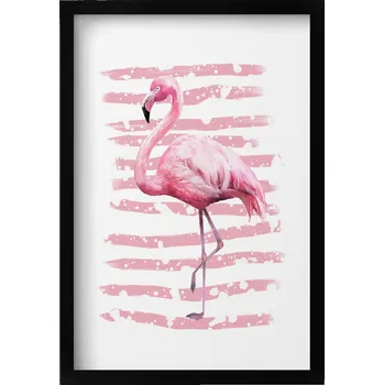 Obraz Obraz v černém rámu na zeď do obýváku kuchyně Plameňák 40x60 cm