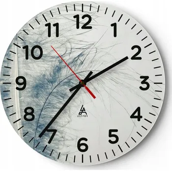 Hodiny Kuchyňské nástěnné hodiny 30x30 Peří Moderní skleněné hodiny do obýváku Tiché