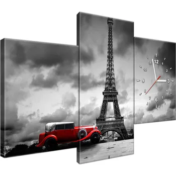 Obraz Obraz s hodinami na zeď 90x60 Pohlednice z Paříže