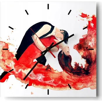 Hodiny Velké nástěnné hodiny na zeď 40x40 Tanec Skleněné hodiny Čtvercové Tiché