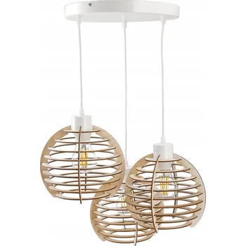 Závěsné svítidlo LED-ONE loft dřevo koule 3-bodové osvětlení E27