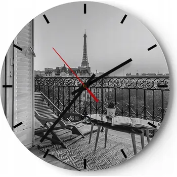 Hodiny Velké nástěnné hodiny 40x40 cm Město Skleněné hodiny Kulatý Tiché