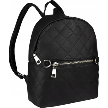 Městský batoh BATOH DÁMSKÝ HEZKÝ ELEGANTNÍ STYLOVÝ BATŮŽEK MĚSTSKÝ PROŠÍVANÝ ČERNÝ