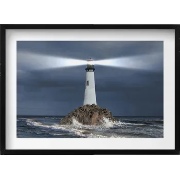 Obraz Moderní nástěnná dekorace obraz v černém rámu Maják 70x50 cm