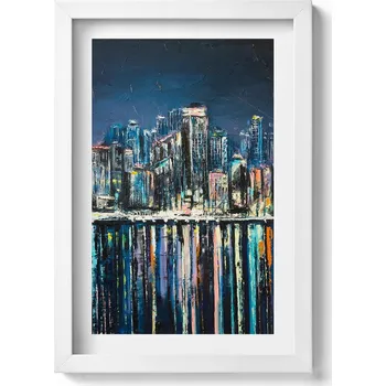 Obraz Závěsný obraz v rámu Květinová říše – fantasy přímořské město 20x30 cm