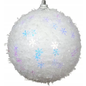 Vánoční dekorace Vánoční Koule na vánoční stromeček kulatá bílá se sněhovými vločkami, průměr 10 cm