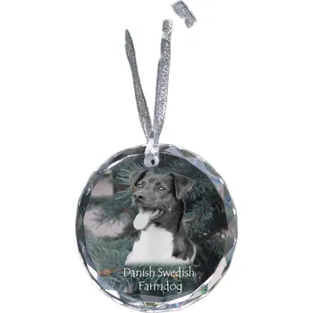 Obraz Dánsko-švédský farmářský pes - křišťálová vánoční koule s fotografií, fotky psa