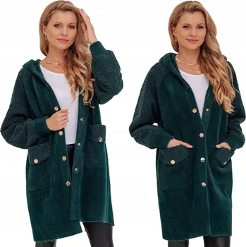 Dámský kabát Soprato dámský kabát zelený oversize s kapucí univerzální velikost