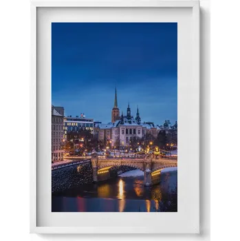 Obraz Dekorativní obraz v bílém rámu do obýváku Panorama Plzeň Česká republika 50x70 cm