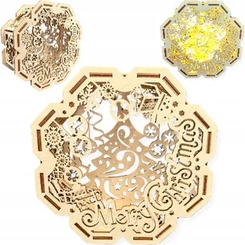 Obraz KRÁSNÁ DŘEVĚNÁ LUCERNA, VÁNOČNÍ KOSTKA MERRY, VÁNOCE