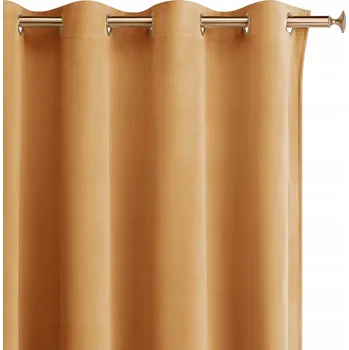 Obraz Hotový závěs velurový na kroužcích/průchodkách, hořčicová barva, 140x280 cm, Charmy Z